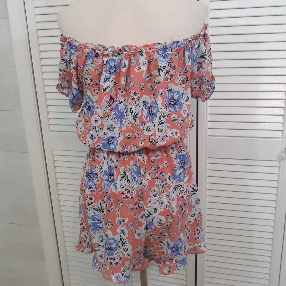 Ultra flirt off shoulder romper shorts sz LG *J - Picture 3 of 6